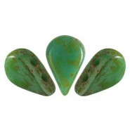 Les perles par Puca® Amos beads Opaque green turquoise travertin dark 63130/86805